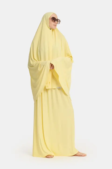 Premium Jersey Khimar Set - Butter Yellow