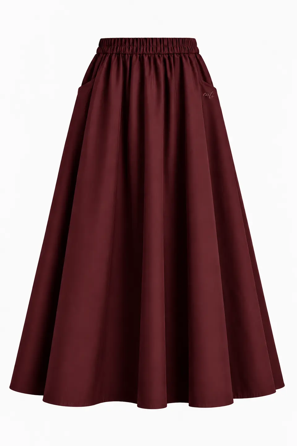 A Line Cotton Skirt - Dark Cherry