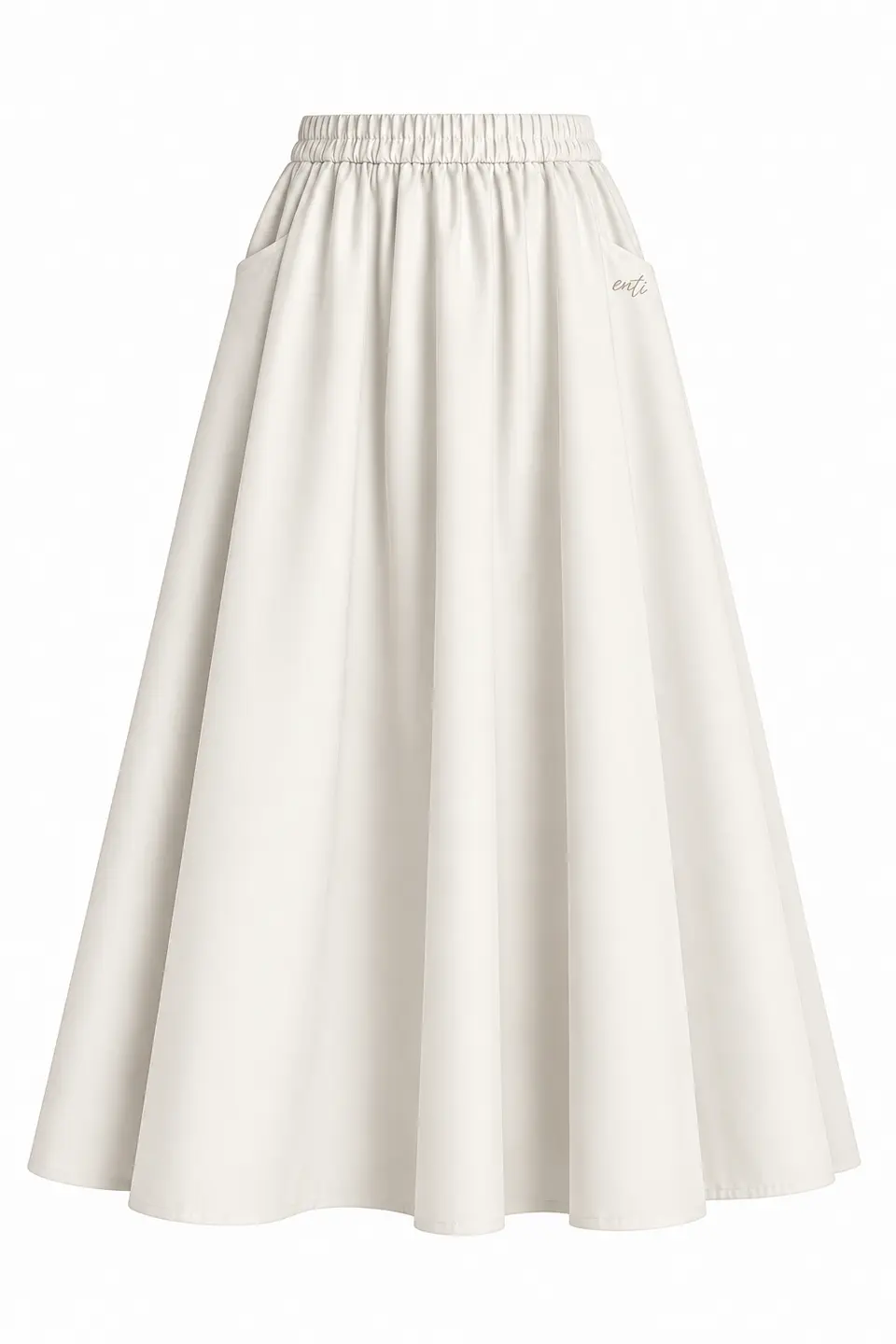 A Line Cotton Skirt - White