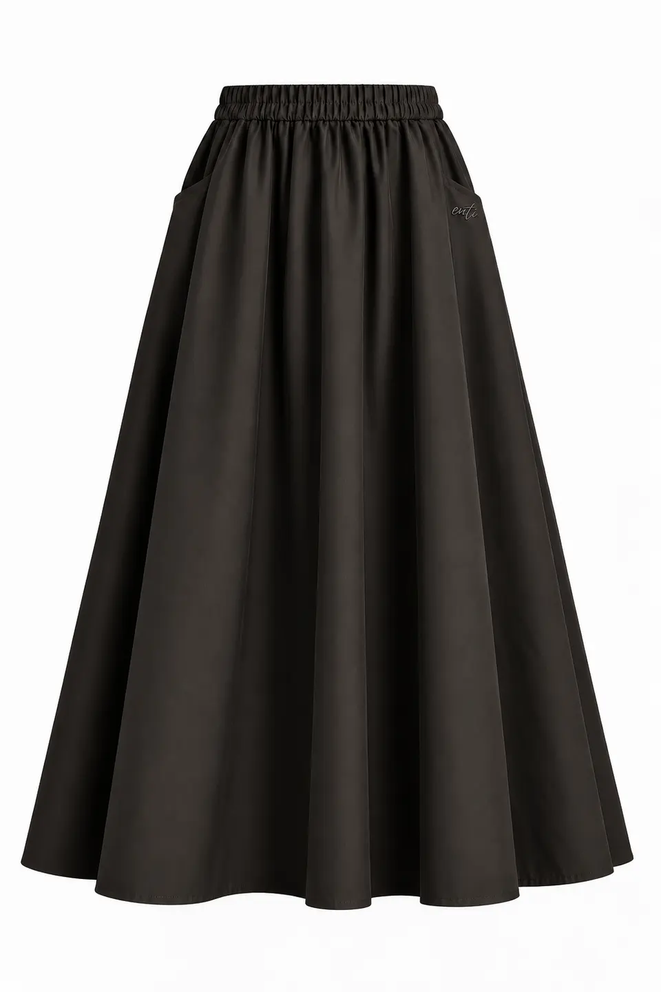 A Line Cotton Skirt - Black