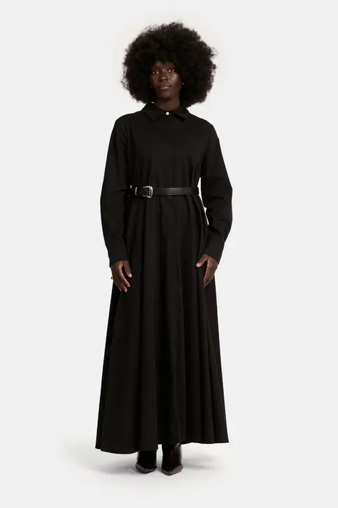 Circle Blouse Dress - Black