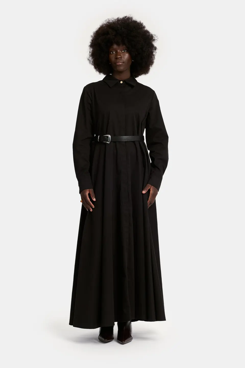 Circle Blouse Dress - Black