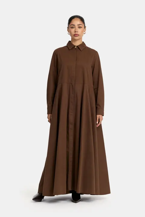 Circle Blouse Dress - Deep Brown