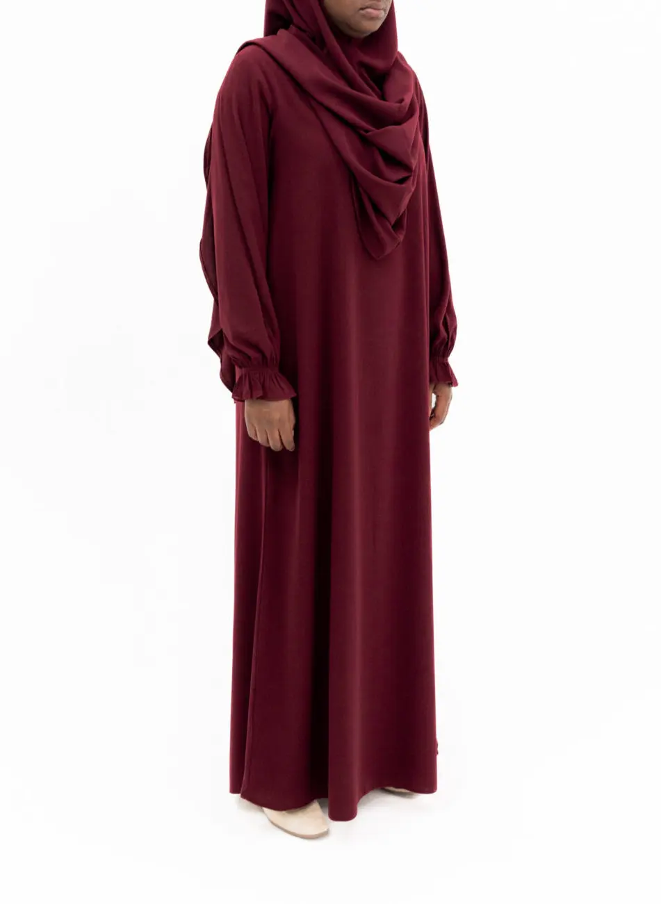Abaya Basic Ruby Red Cute Sleeves
