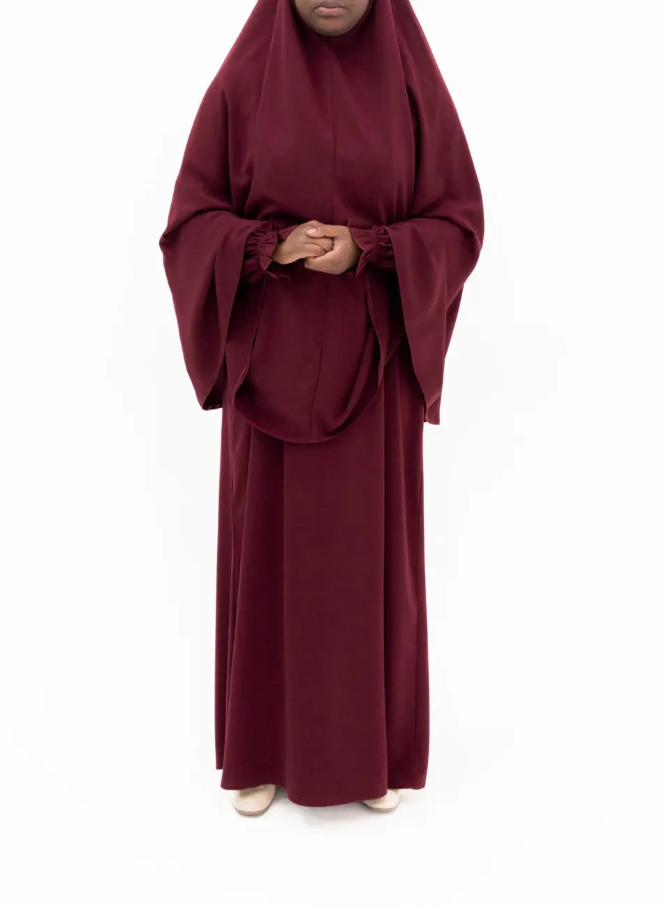Abaya Basic Ruby Red Cute Sleeves