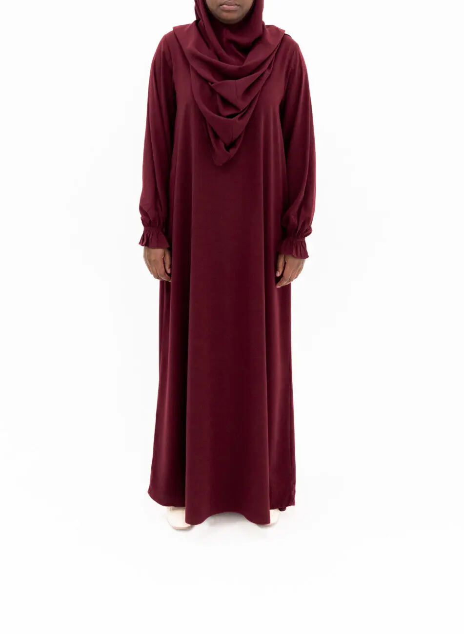 Abaya Basic Ruby Red Cute Sleeves