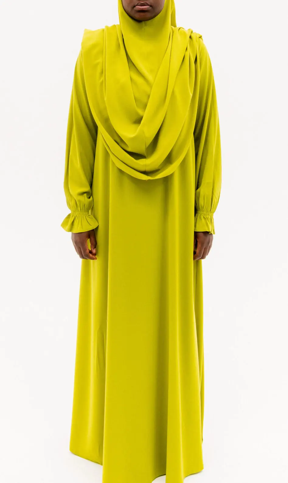 Abayah Basic Dirty Yellow Cute Sleeves