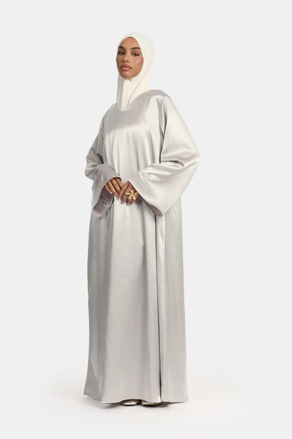 SATIN WIDE SLEEVE DRESS