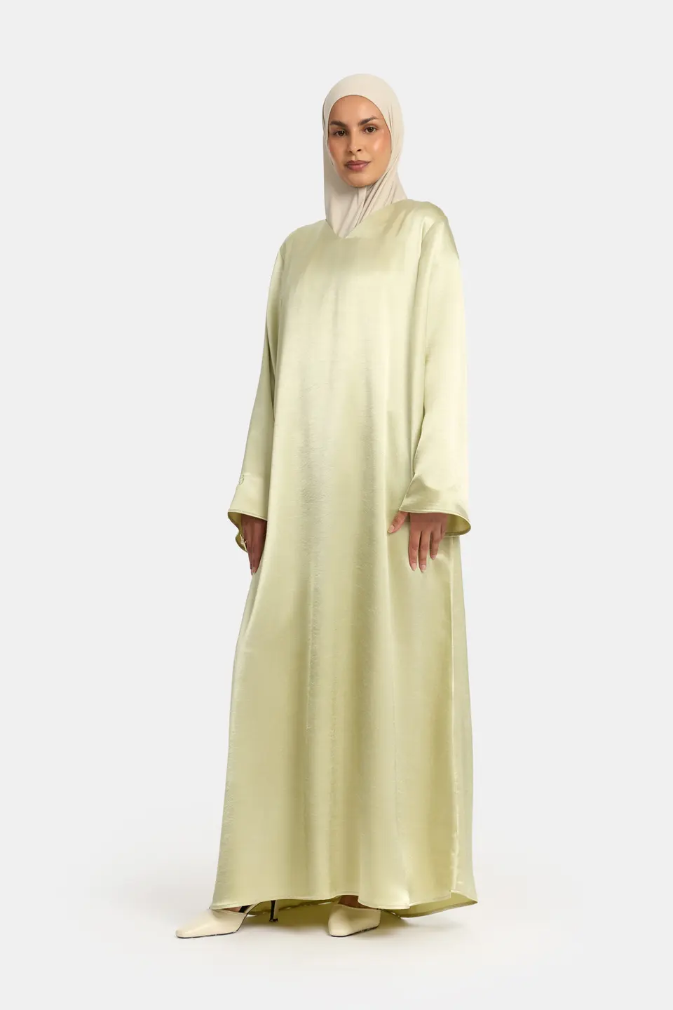 SATIN WIDE SLEEVE DRESS