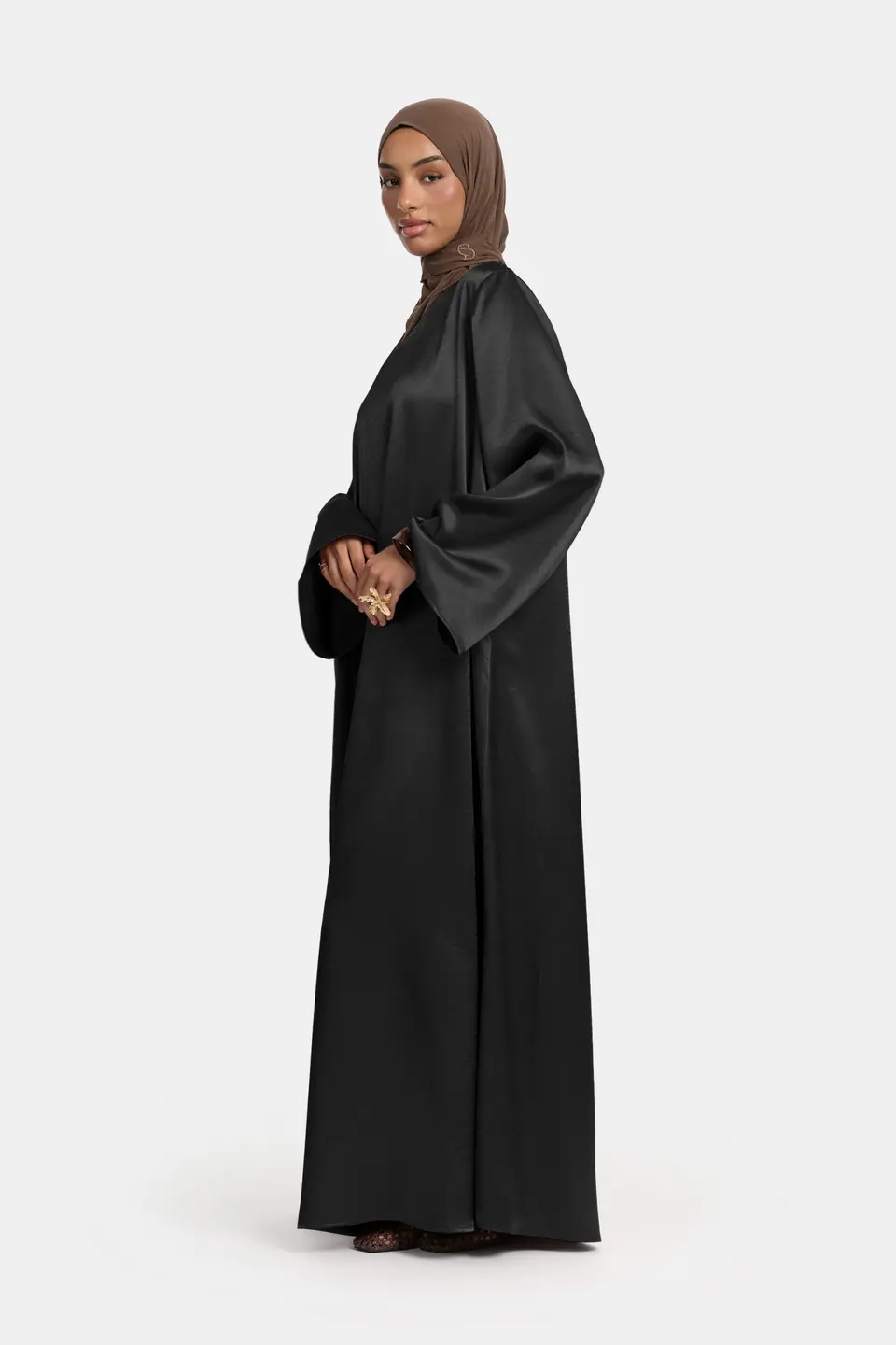 SATIN WIDE SLEEVE DRESS