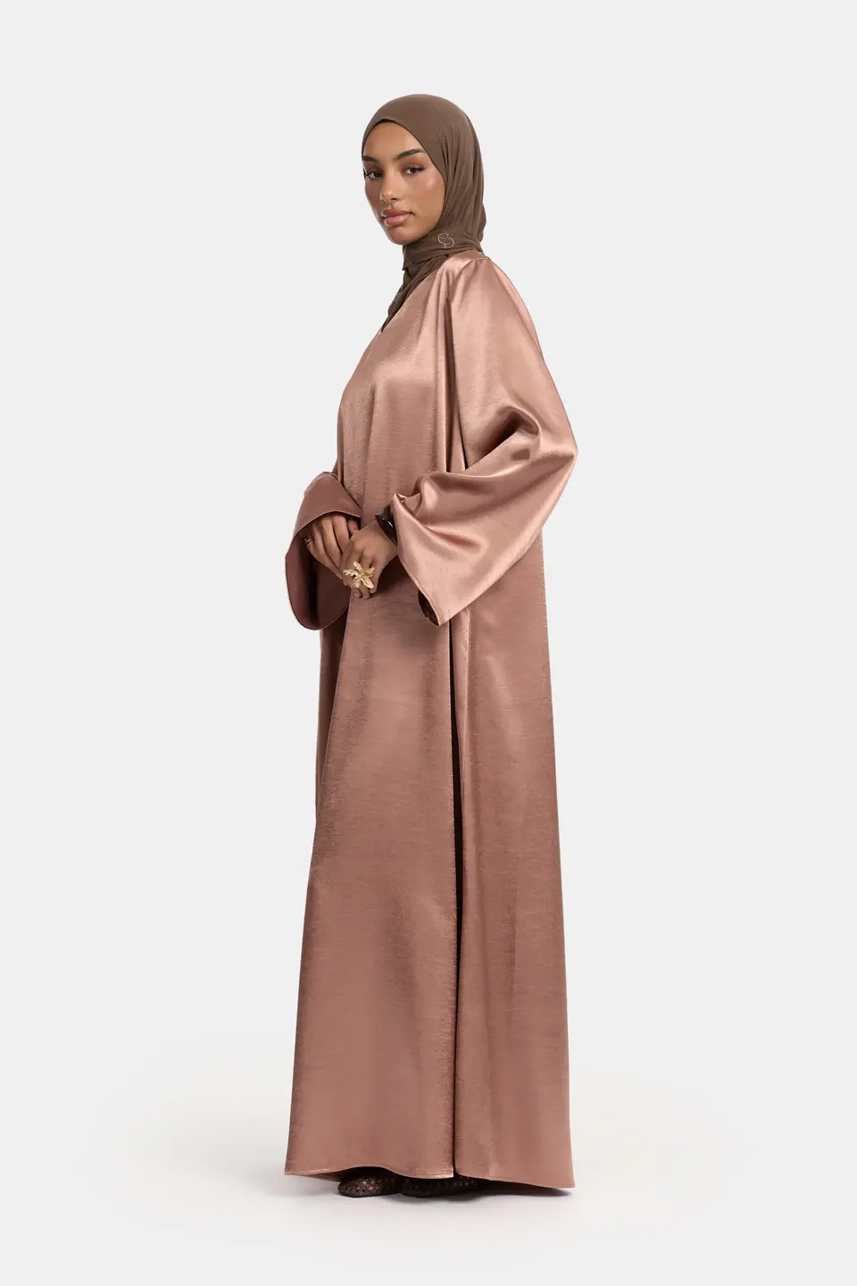 SATIN WIDE SLEEVE DRESS