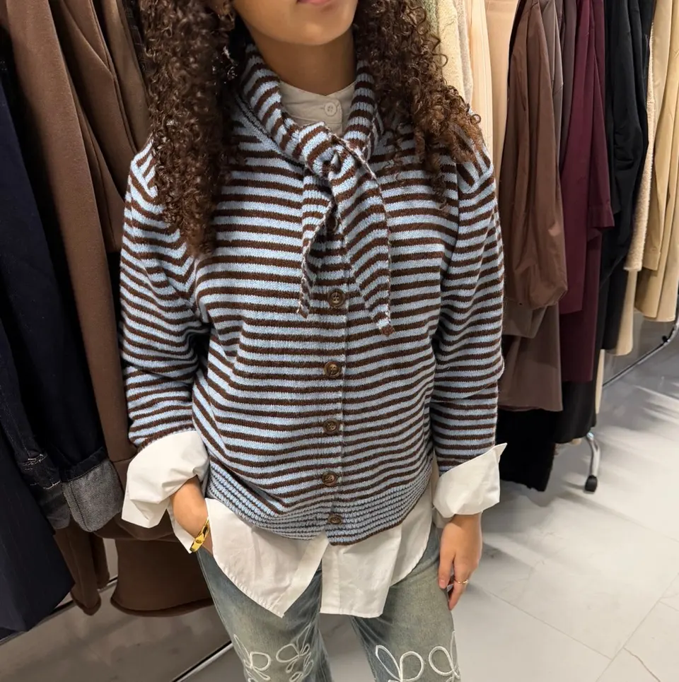 Striped sweater with scarf detail