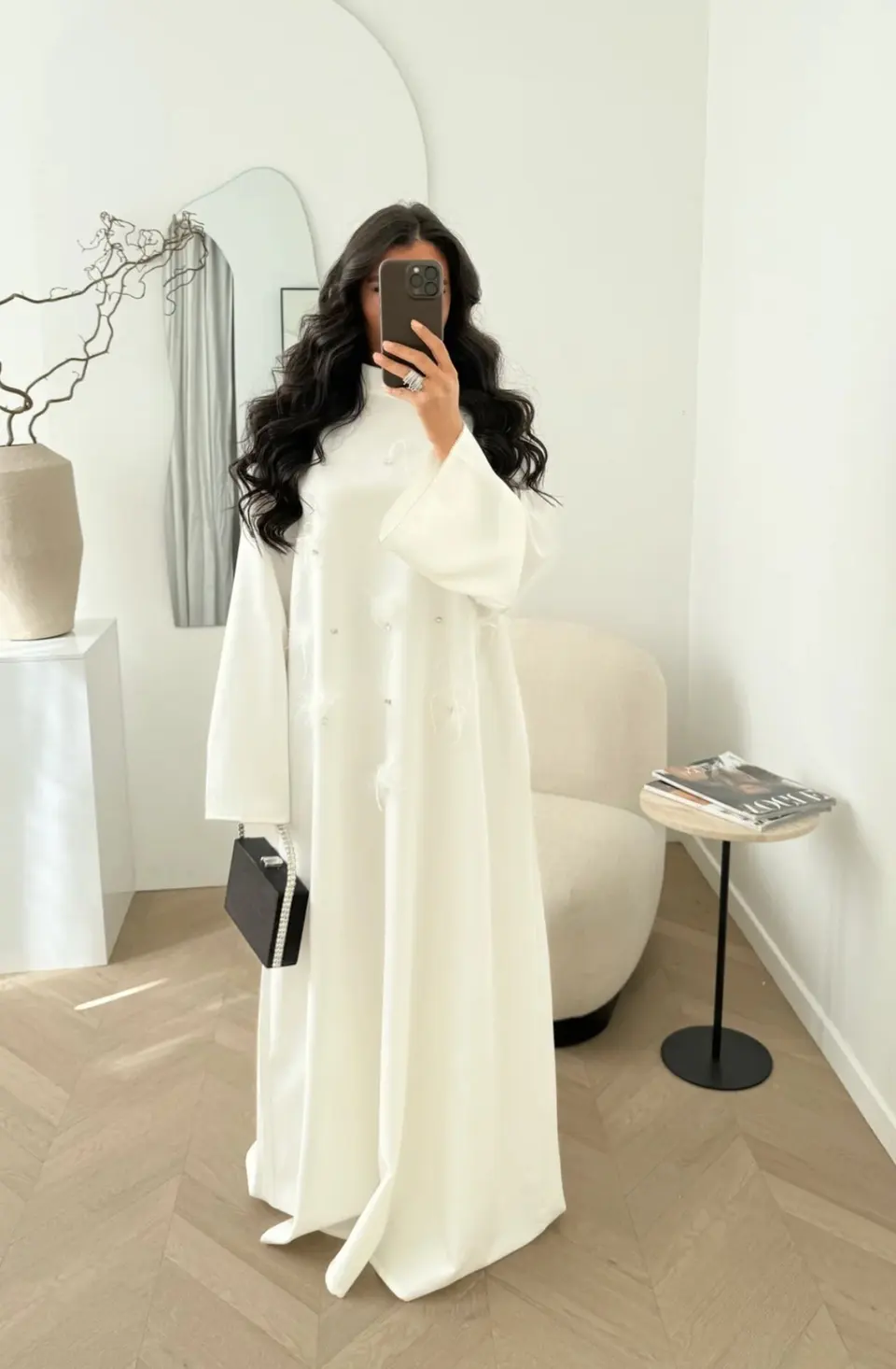 PREMIUM ABAYA SAMARA - HAND BEADING WHITE