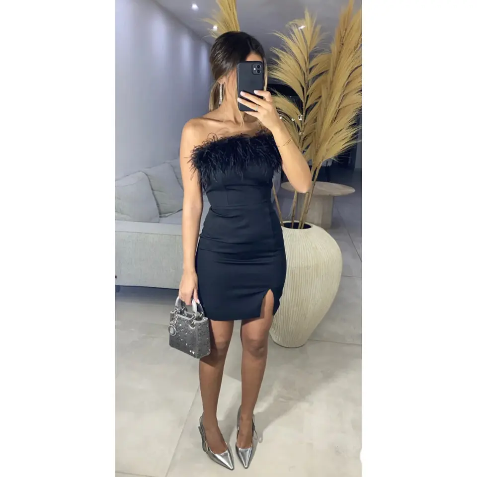 FEATHER DRESS BLACK