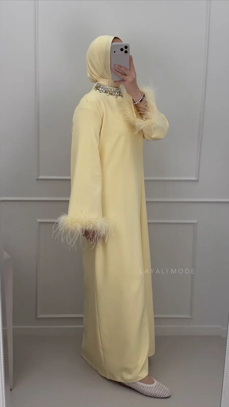 Abaya Kenza Butter Yellow