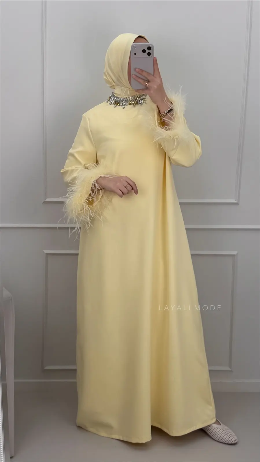 Abaya Kenza Butter Yellow