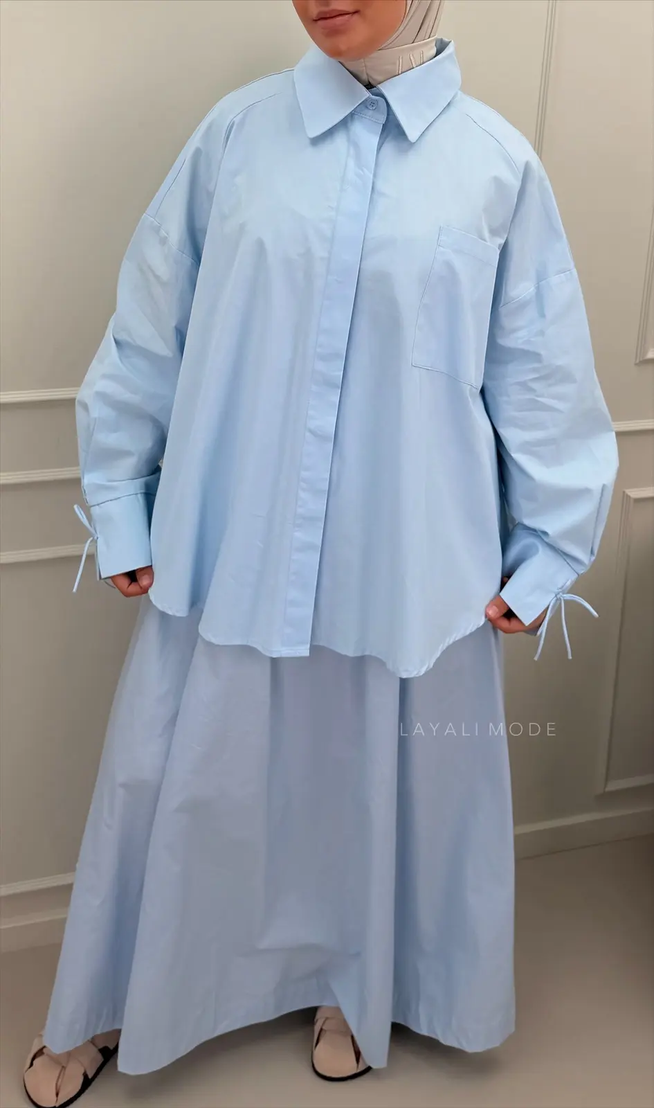 Korte Blouse Amina Baby Blue