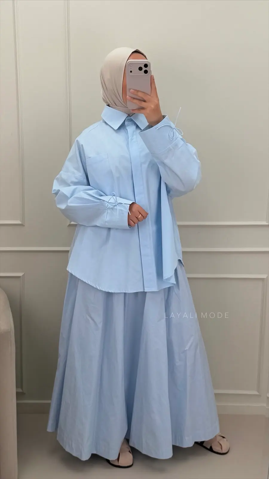 Korte Blouse Amina Baby Blue