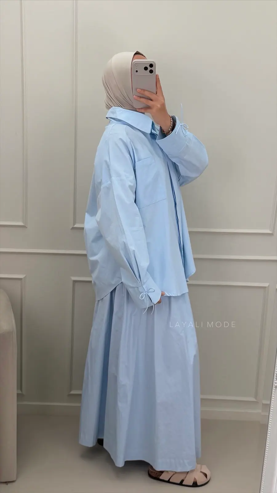 Korte Blouse Amina Baby Blue