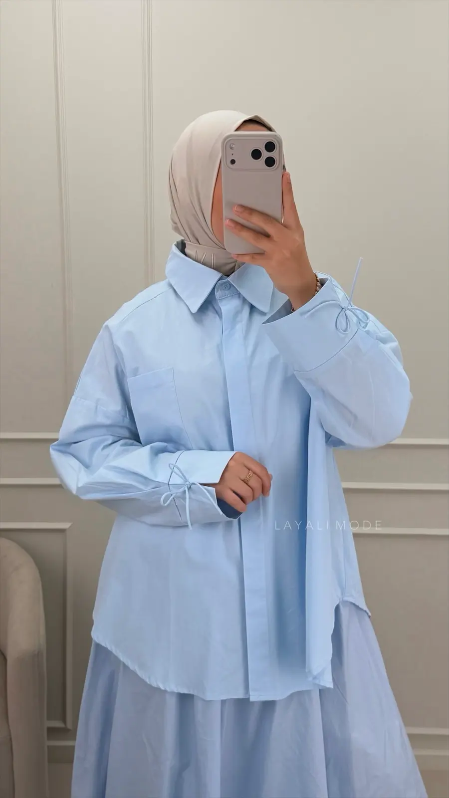 Korte Blouse Amina Baby Blue