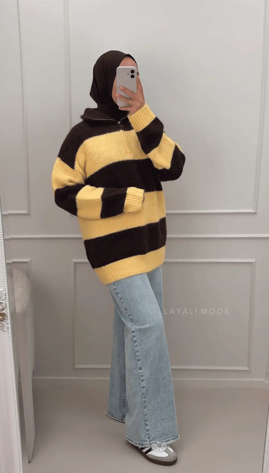 Trui Maya Dark Brown/Yellow