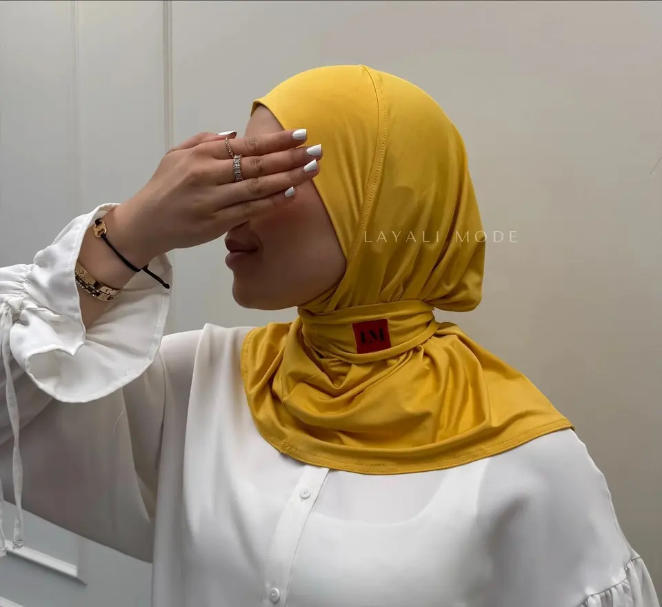 Premium jersey Instant Hijab Layali Mustard Yellow