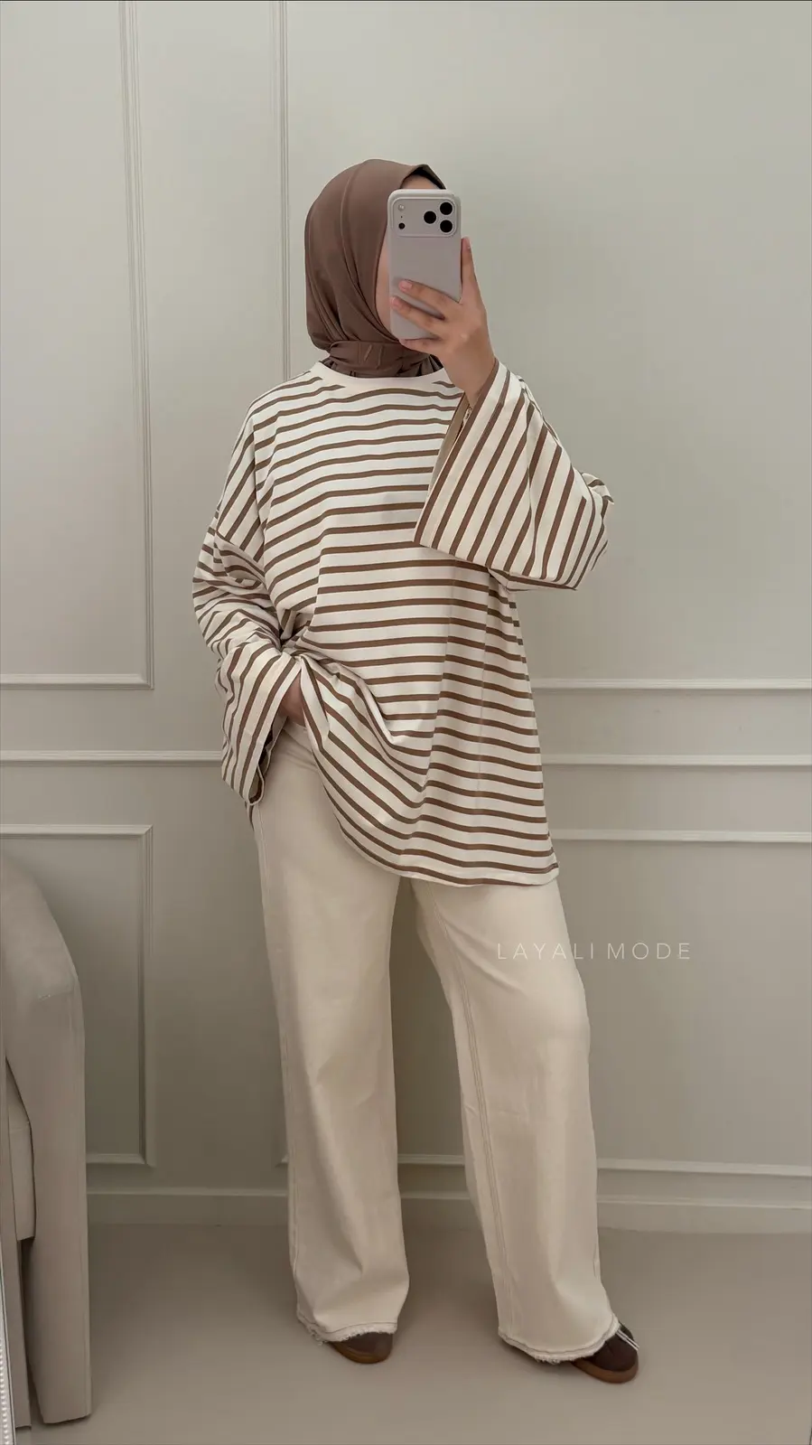 Queen Hearts Wide Leg Jeans Mina Beige