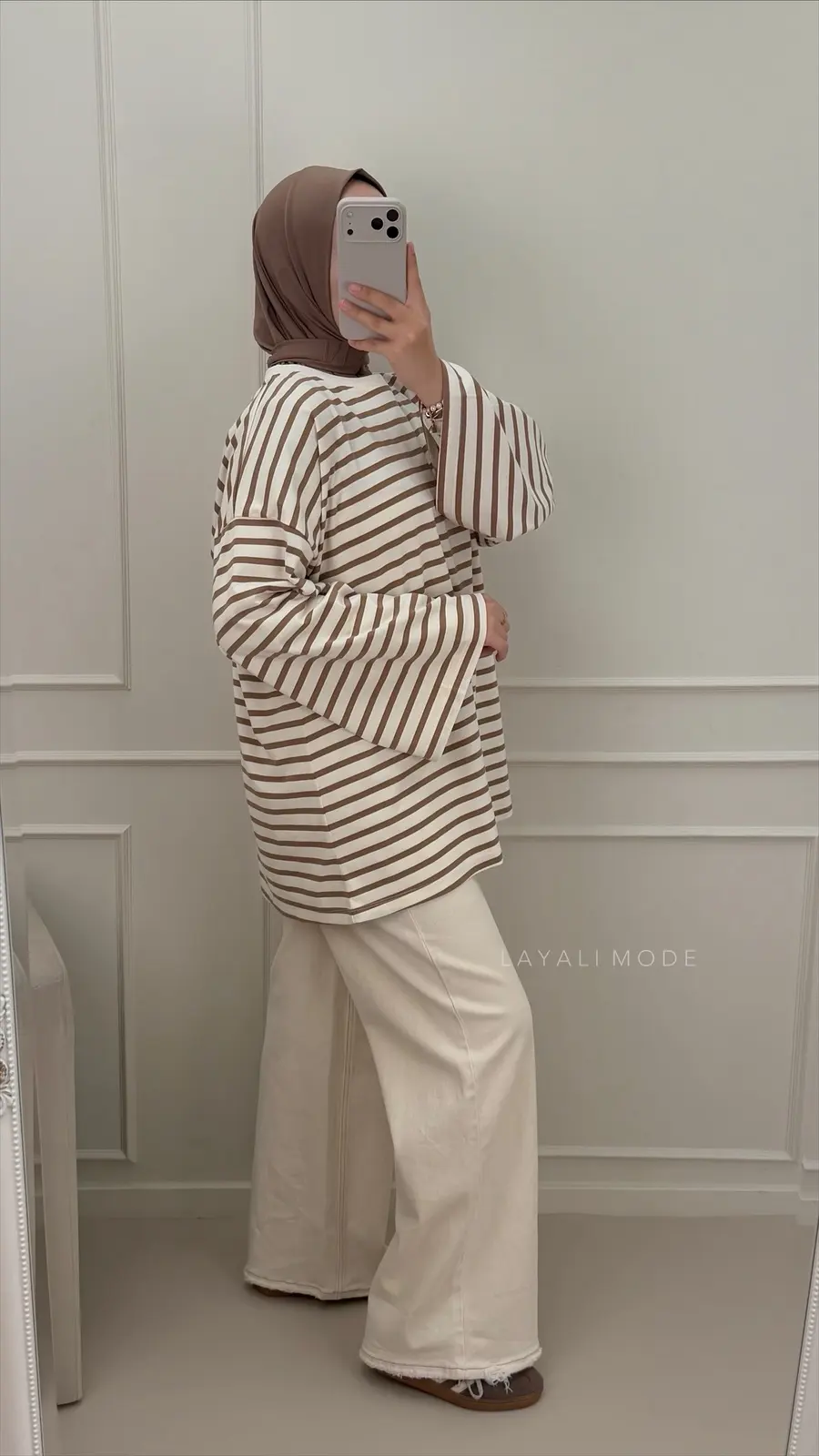 Queen Hearts Wide Leg Jeans Mina Beige