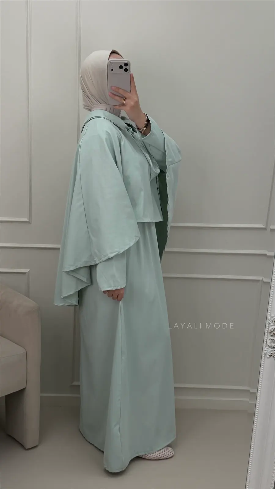 Jurk Zayana Met Cape Dusty Mint
