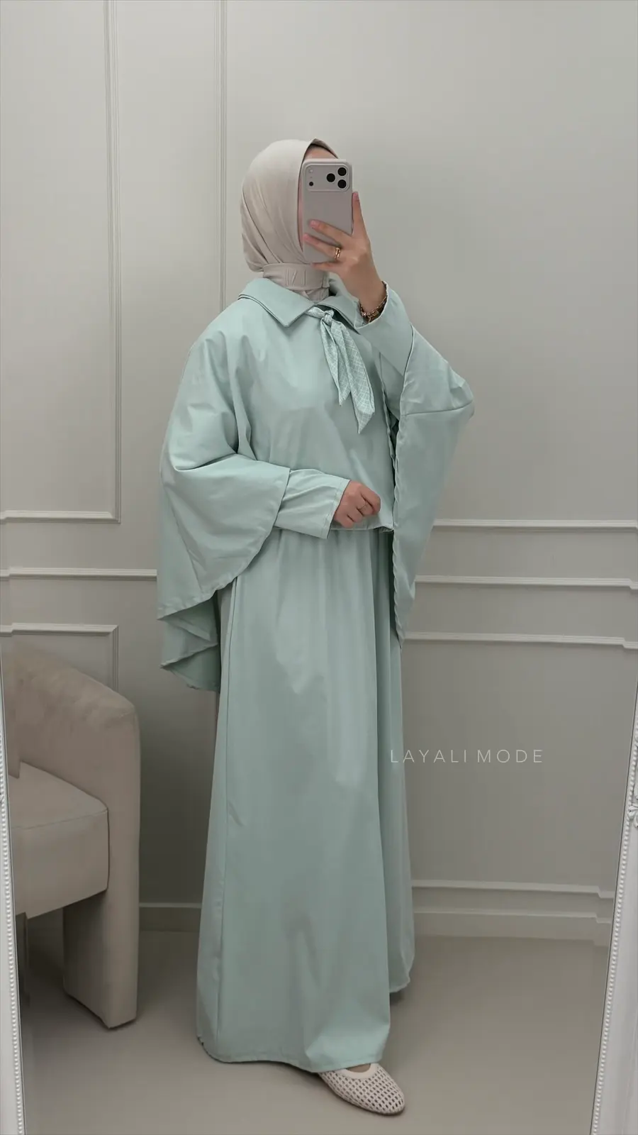 Jurk Zayana Met Cape Dusty Mint