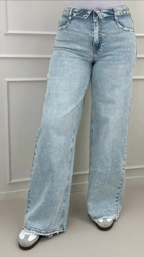 Queen Hearts Wide Leg Jeans Mina Blue