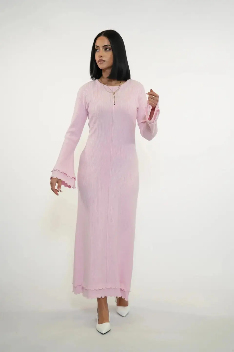 RUFFLED MAXI DRESS - ROSE