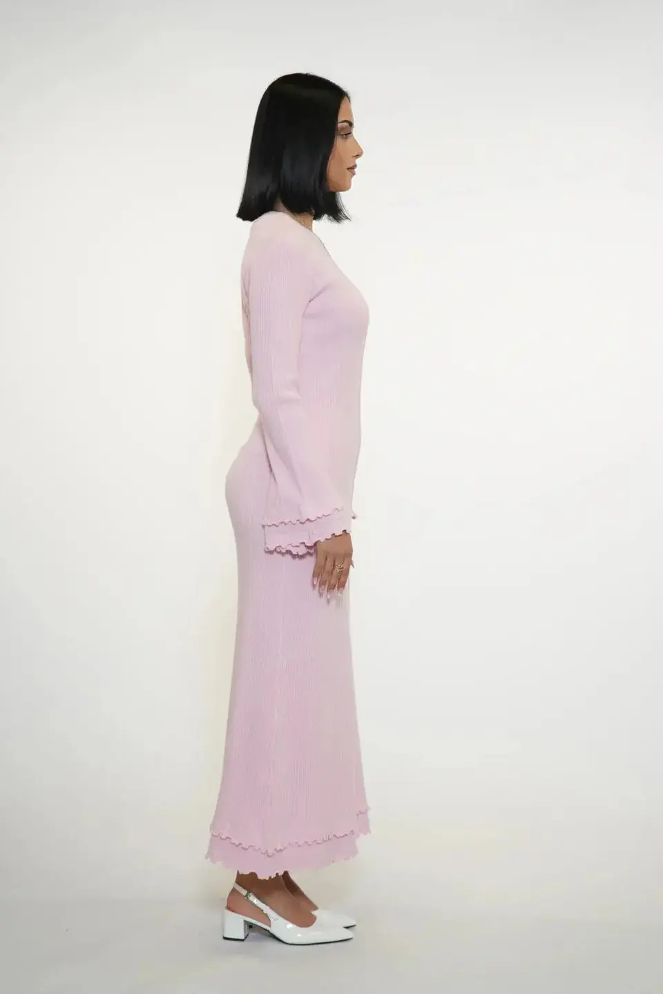 RUFFLED MAXI DRESS - ROSE
