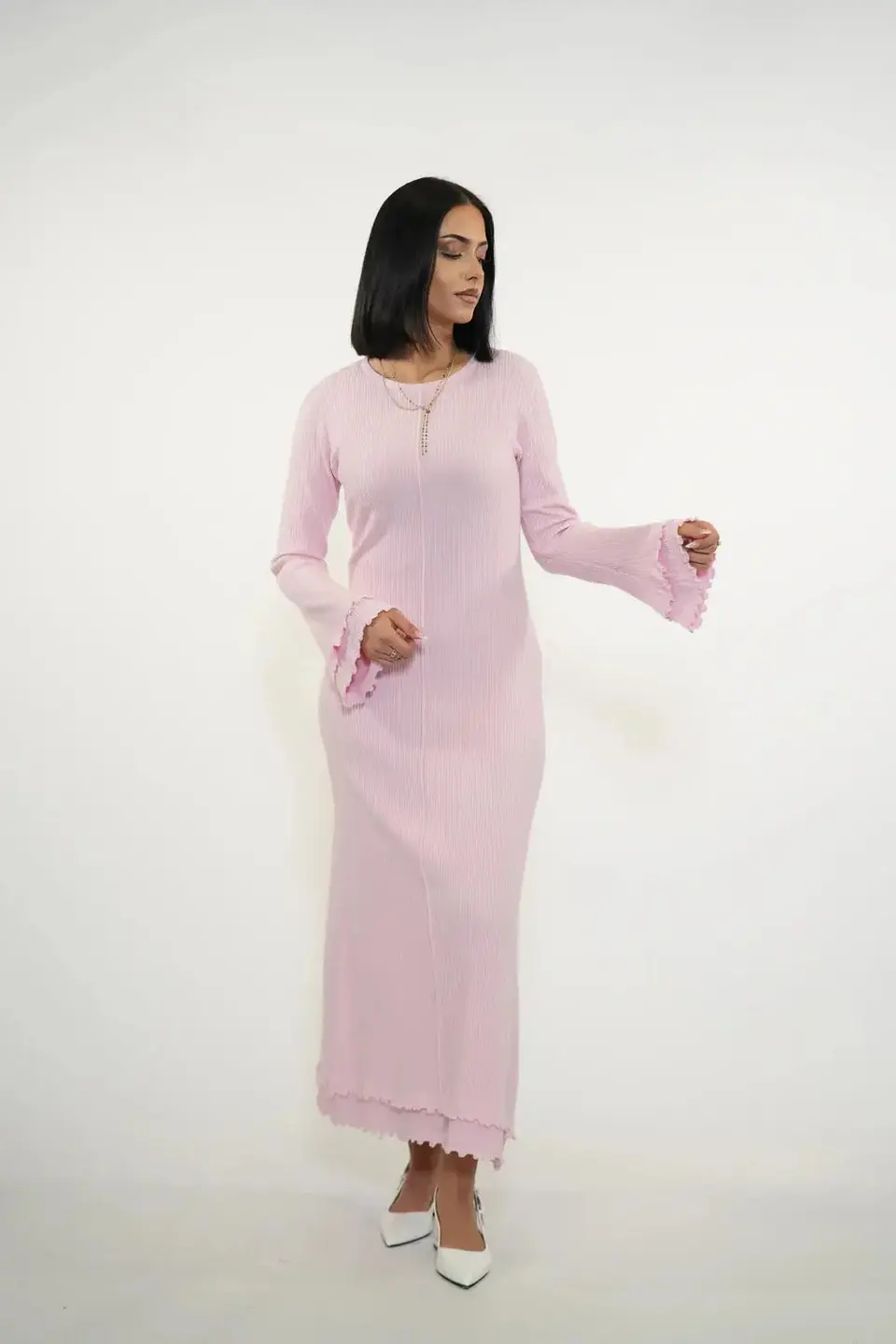 RUFFLED MAXI DRESS - ROSE