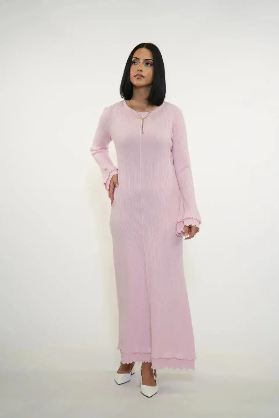 RUFFLED MAXI DRESS - ROSE