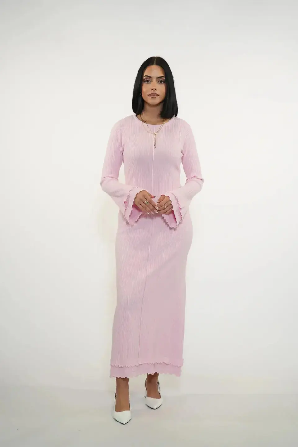 RUFFLED MAXI DRESS - ROSE