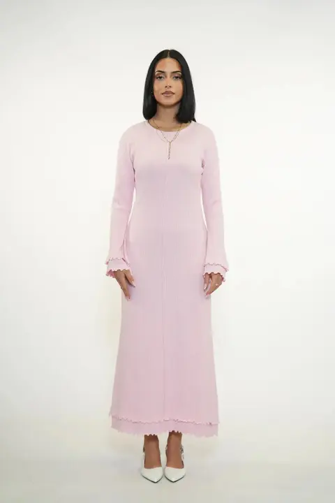 RUFFLED MAXI DRESS - ROSE
