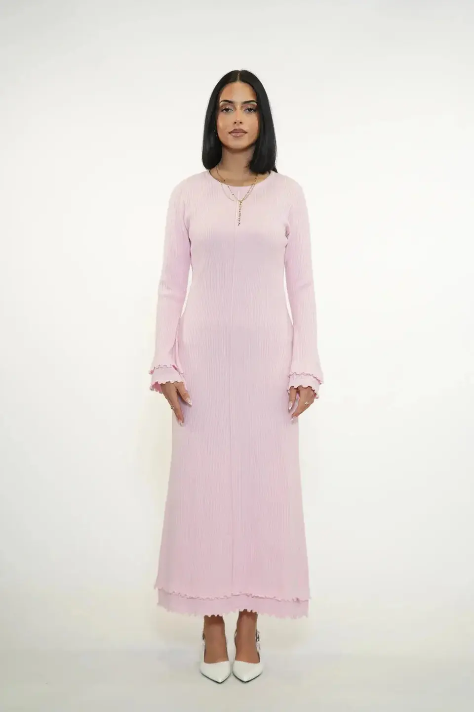 RUFFLED MAXI DRESS - ROSE