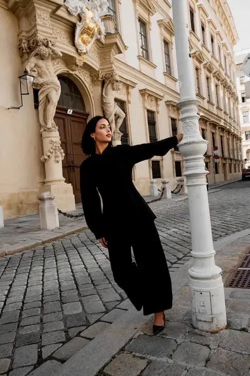 wide leg pants - black