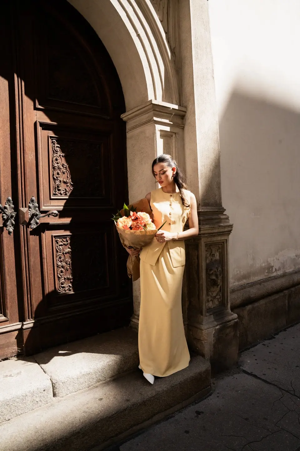 old vienna skirt - butter yellow