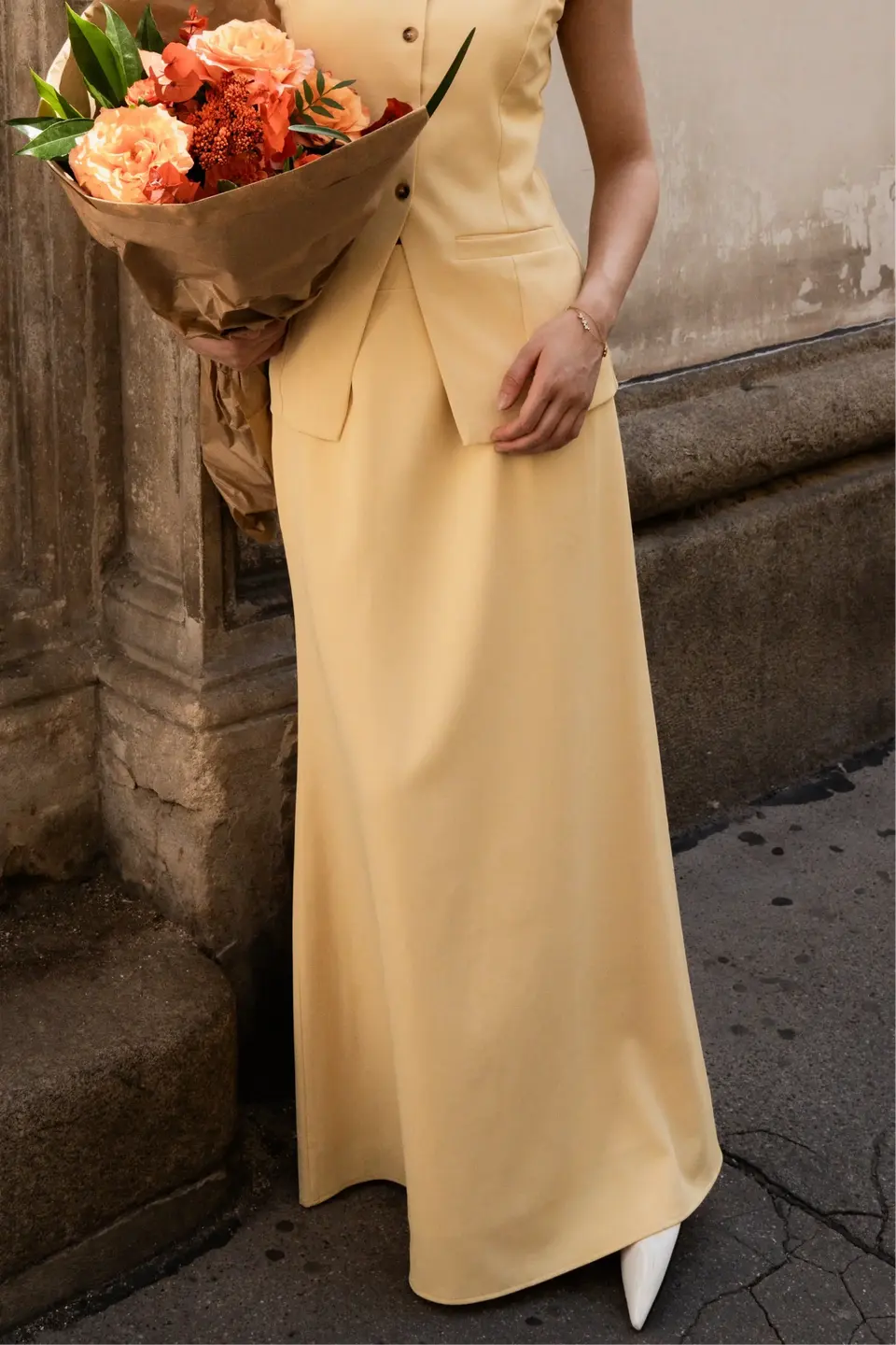 old vienna skirt - butter yellow