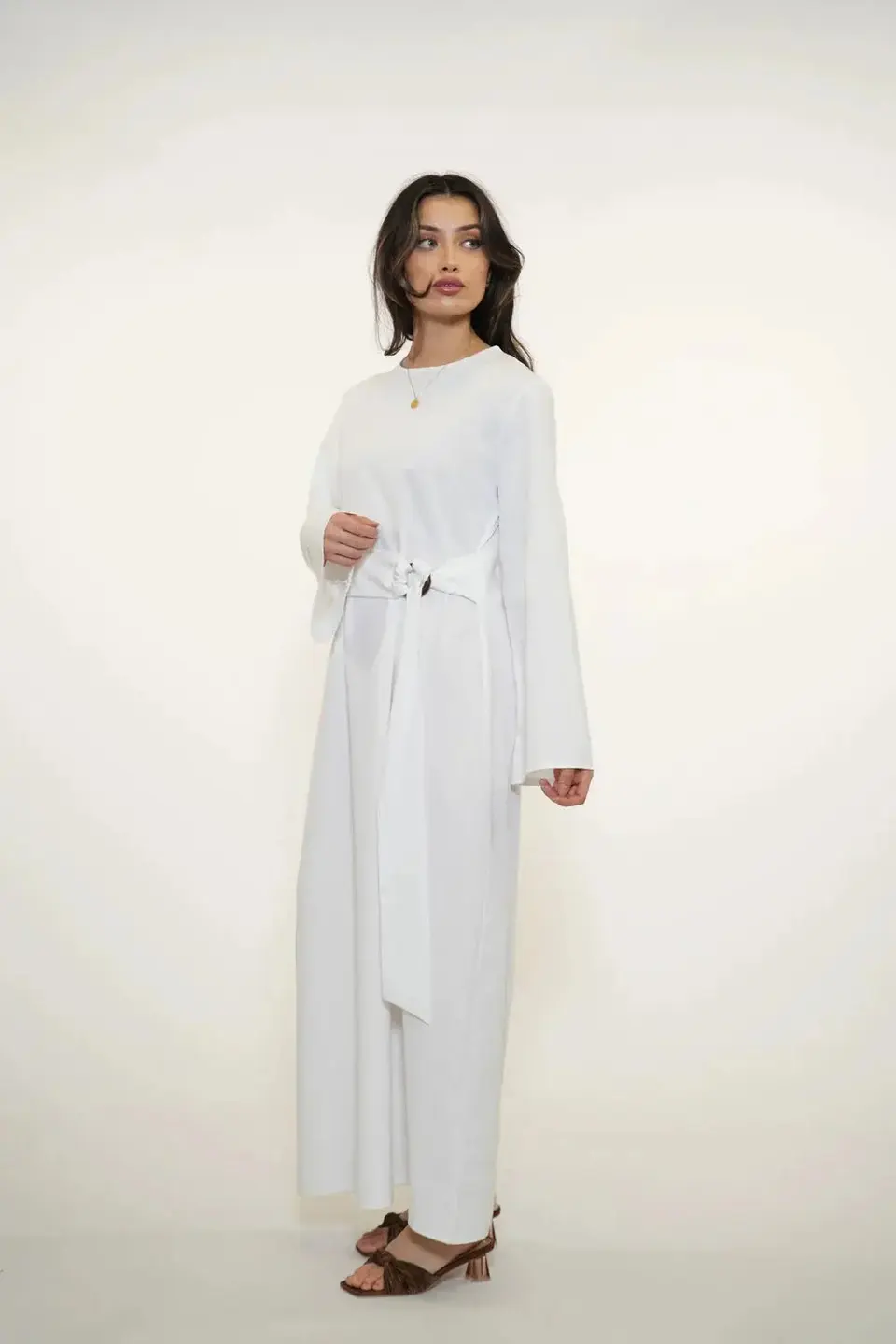 AMALFI LINEN DRESS - WHITE