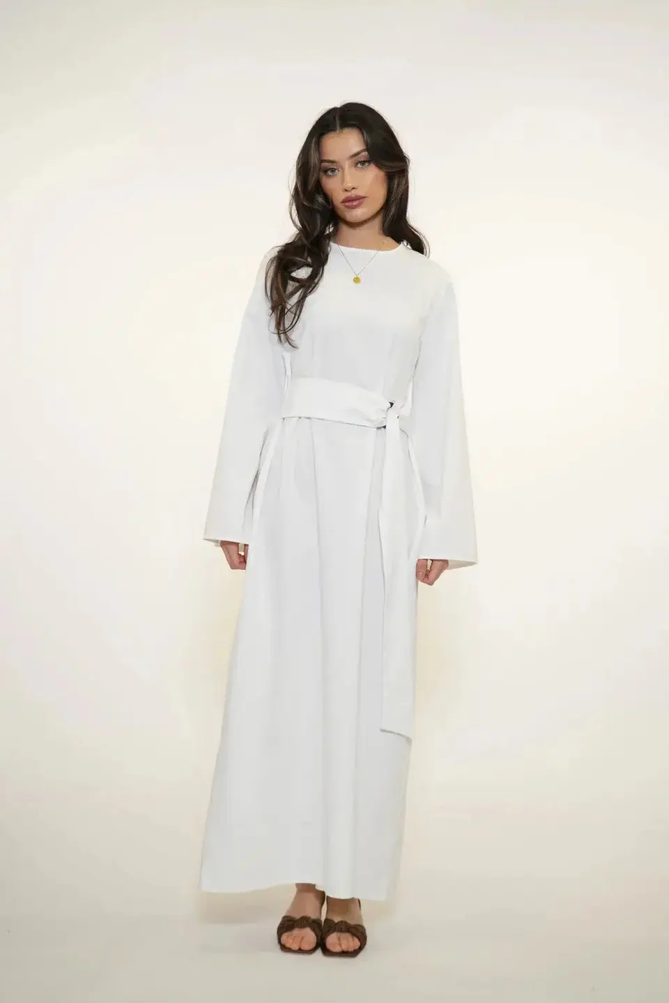 AMALFI LINEN DRESS - WHITE