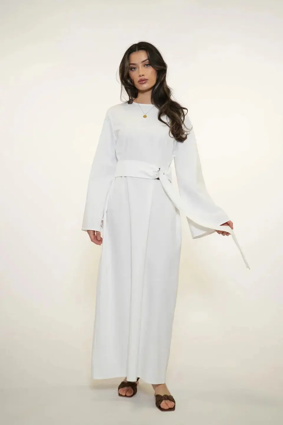 AMALFI LINEN DRESS - WHITE
