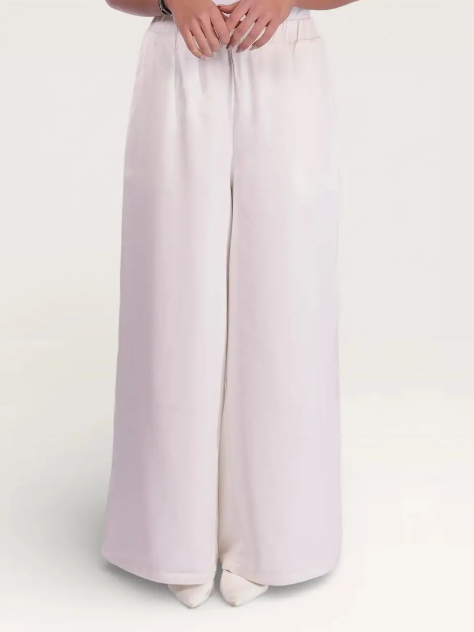 silk muse pants - white