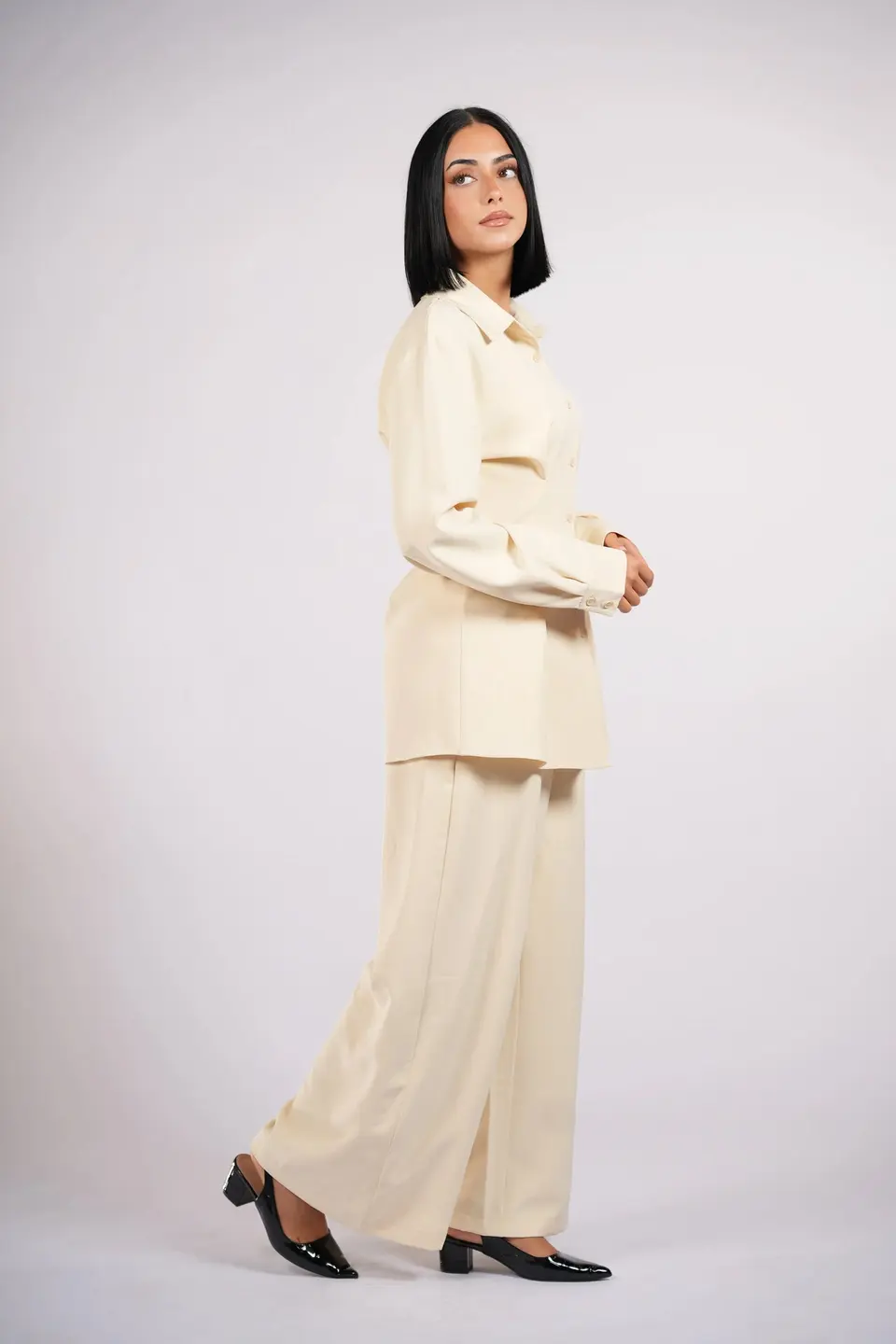 wide leg pants - butter yellow