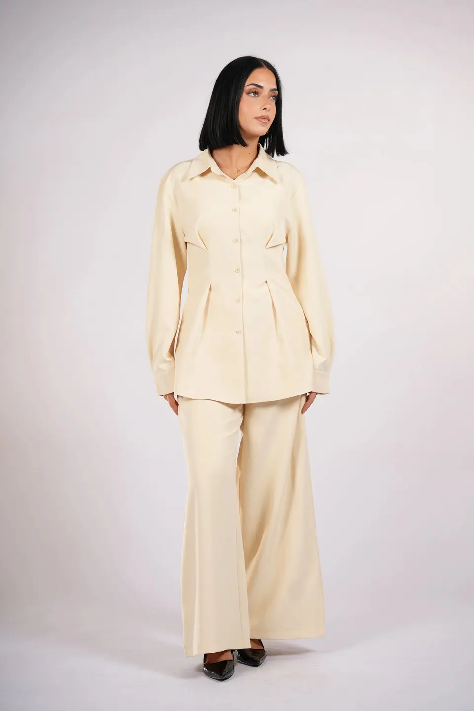 wide leg pants - butter yellow
