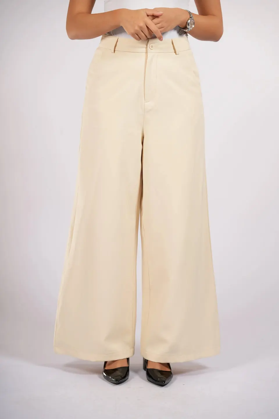 wide leg pants - butter yellow