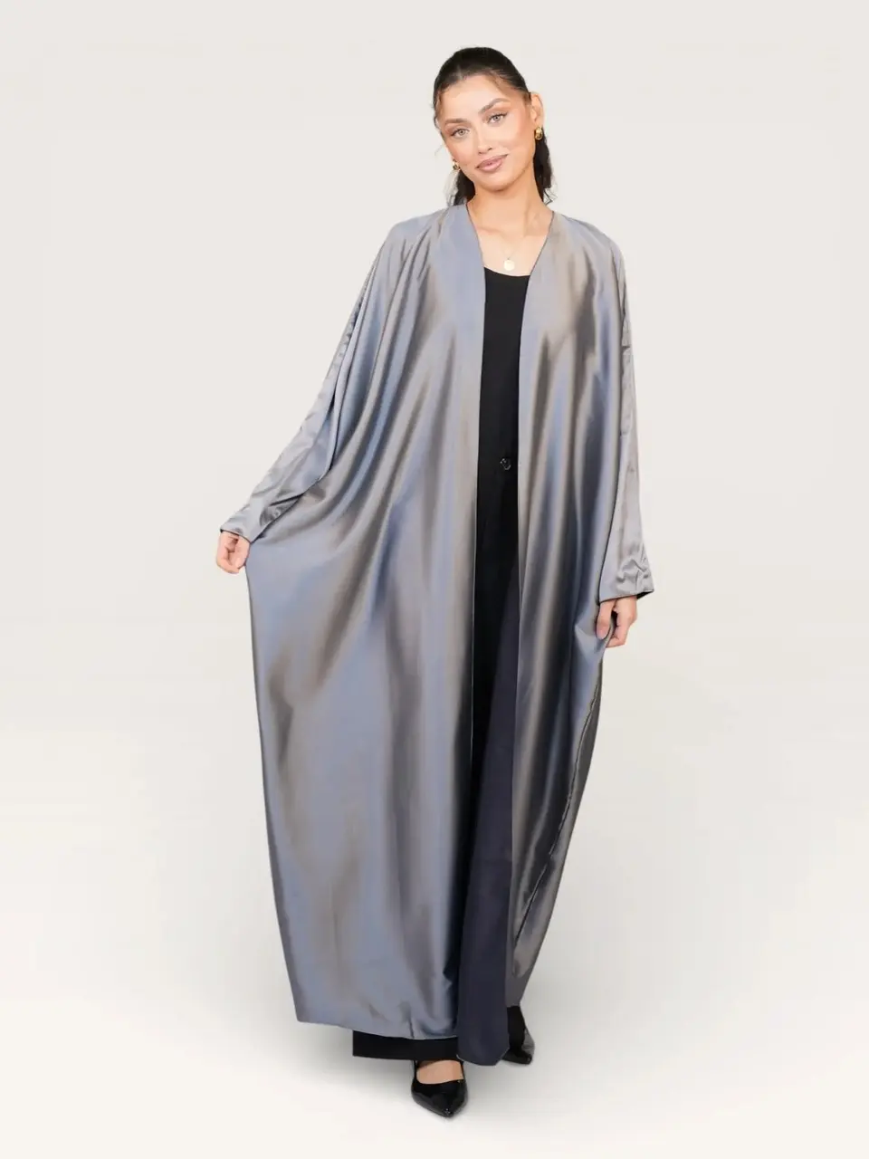 two way abaya - light grey / dark grey