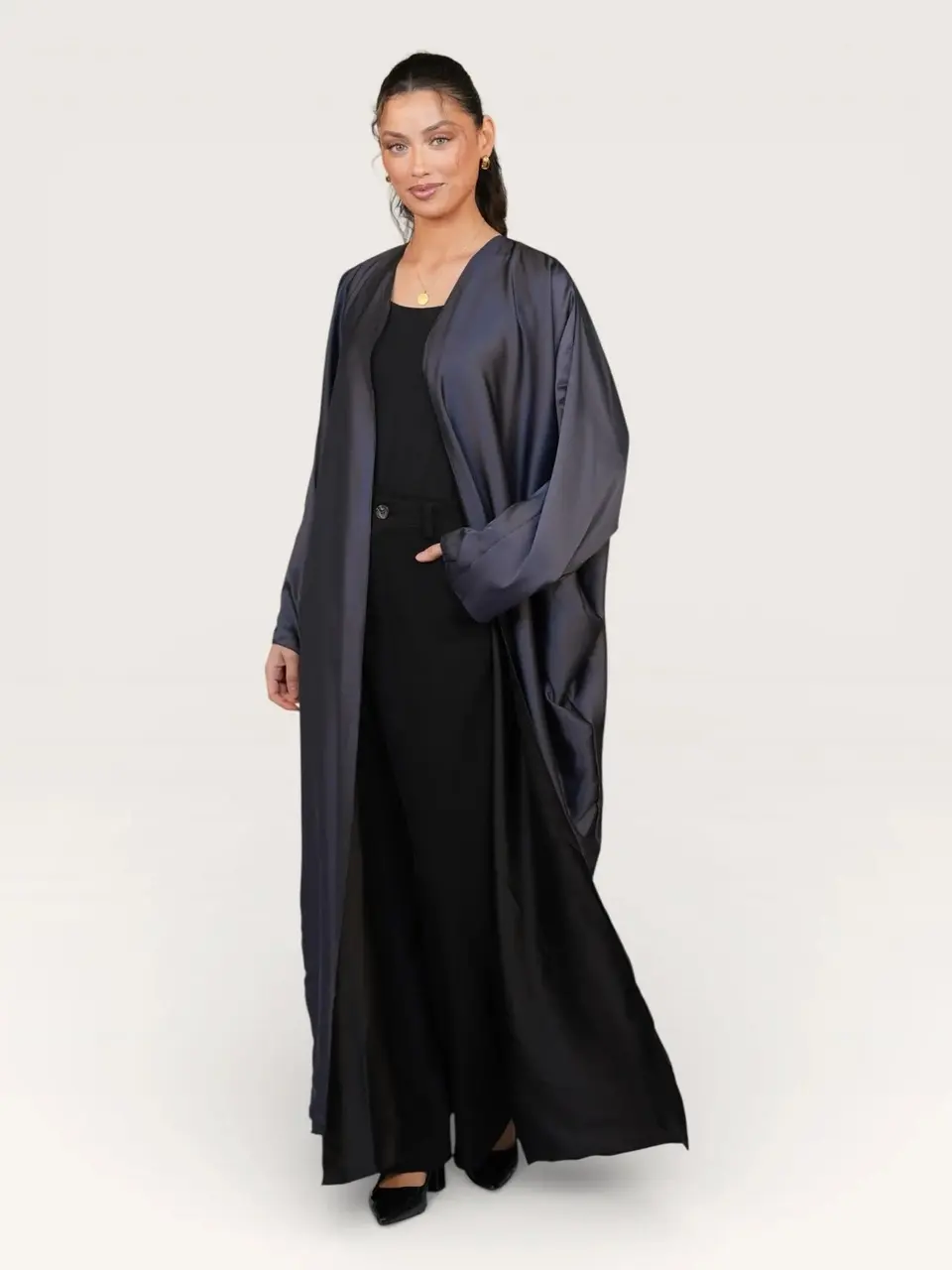 two way abaya - light grey / dark grey